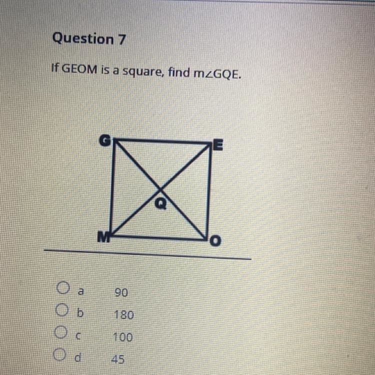 If GEOM is a square, find m2GQE.-example-1