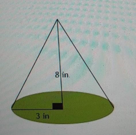 What is the volume of the shape below? Use 3.14 for 8in. 3 in​-example-1