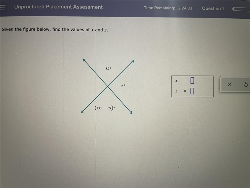 Given the figure below find the value of x and z-example-1