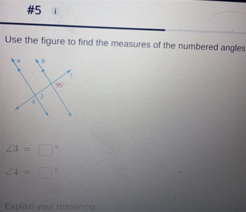 Use the figure to find the measures of the numbered angles.​-example-1