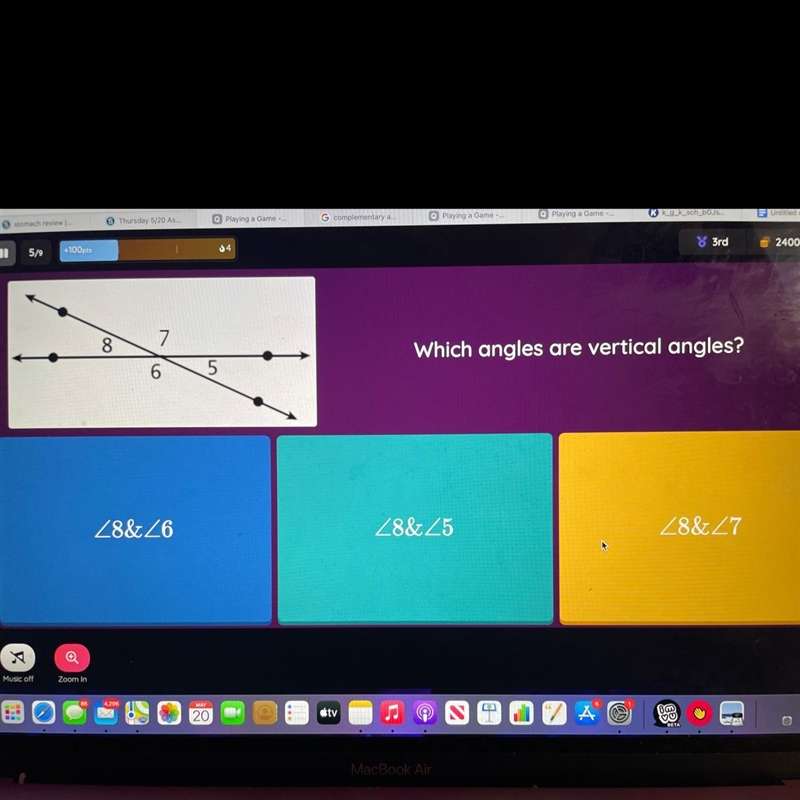 Which angles are vertical angles?-example-1