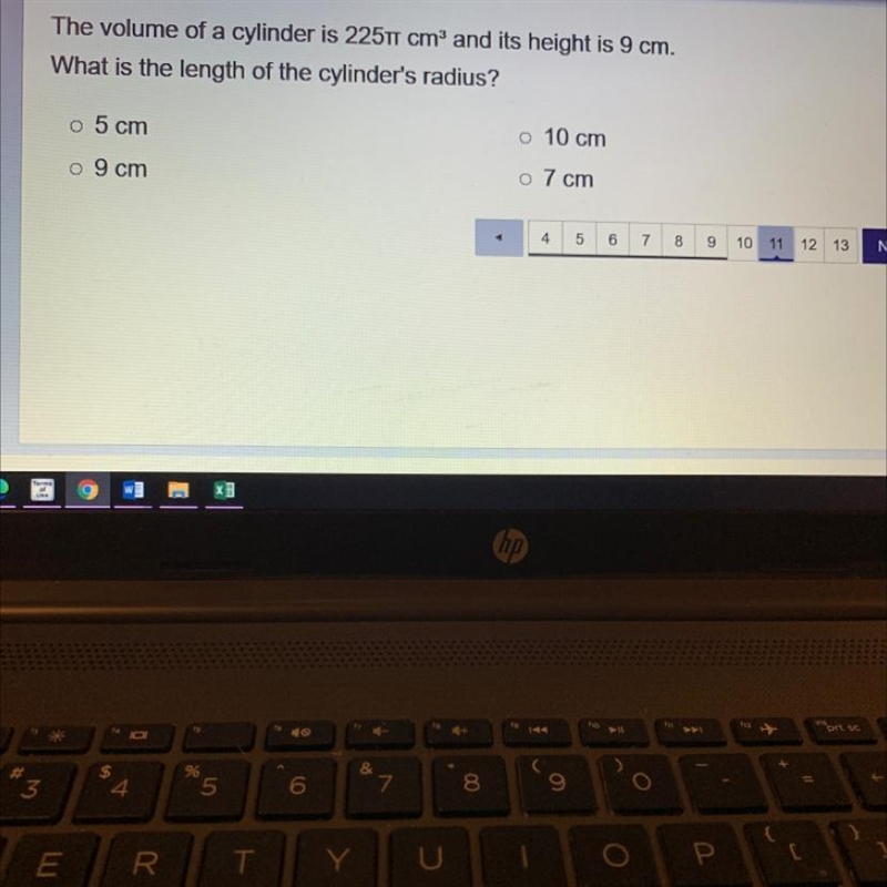 The volume of a cylinder is 2251 cm' and its height is 9 cm. What is the length of-example-1