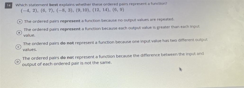 I need some help! Which statement best explains whether these ordered pairs represent-example-1