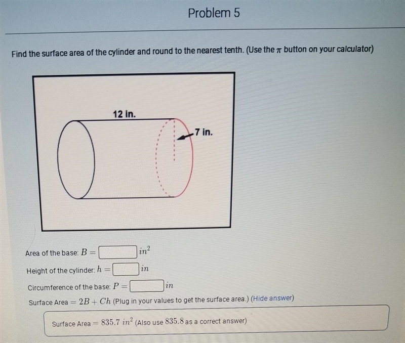 Find the surface area of the cylinder and round to the nearest tenth​-example-1