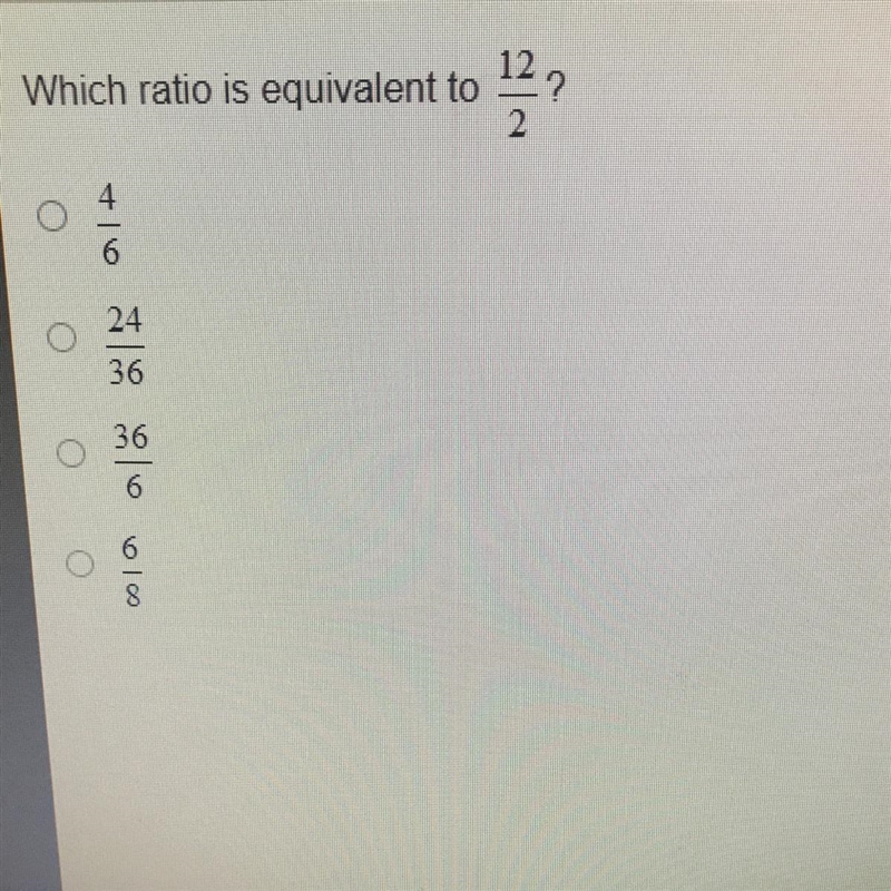 Which ratio is equivalent to 12/2-example-1