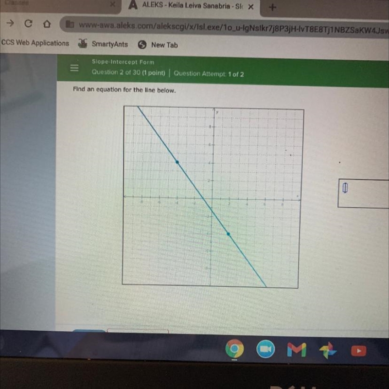 Find an equation for the line below-example-1