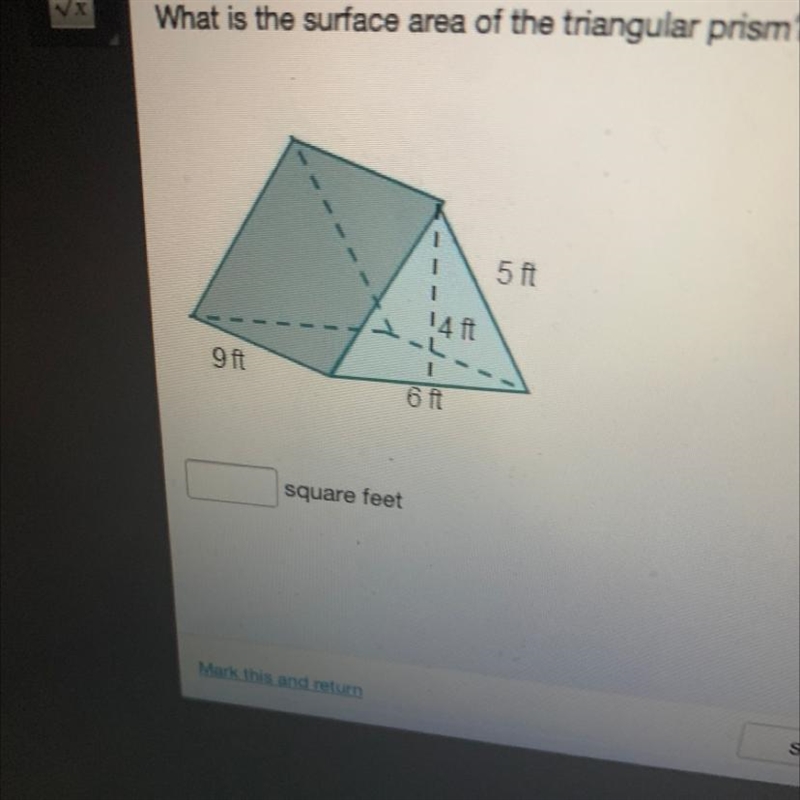 What is the surface are of the triangular prism?-example-1