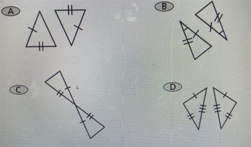 Which pair of triangles can be proved congruent by SSS?-example-1