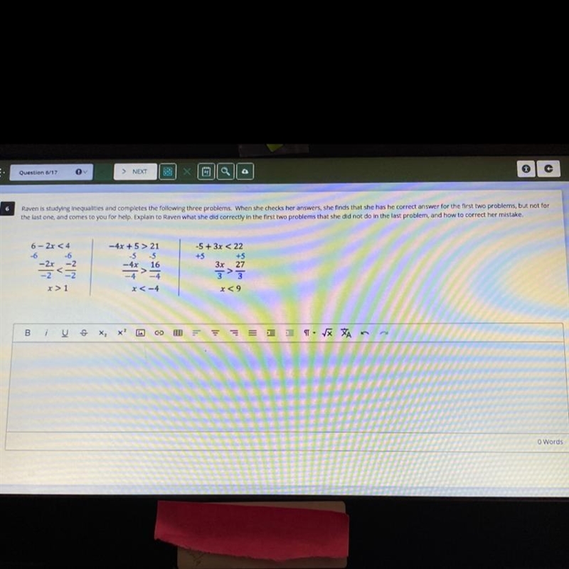 HELP ME PLEASE Explain to Raven what she did correctly in the first two problems that-example-1