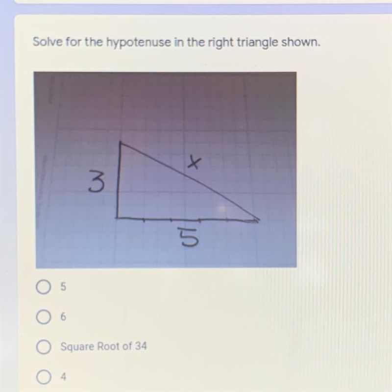 Solve for the hypotenuse in the right triangle shown-example-1