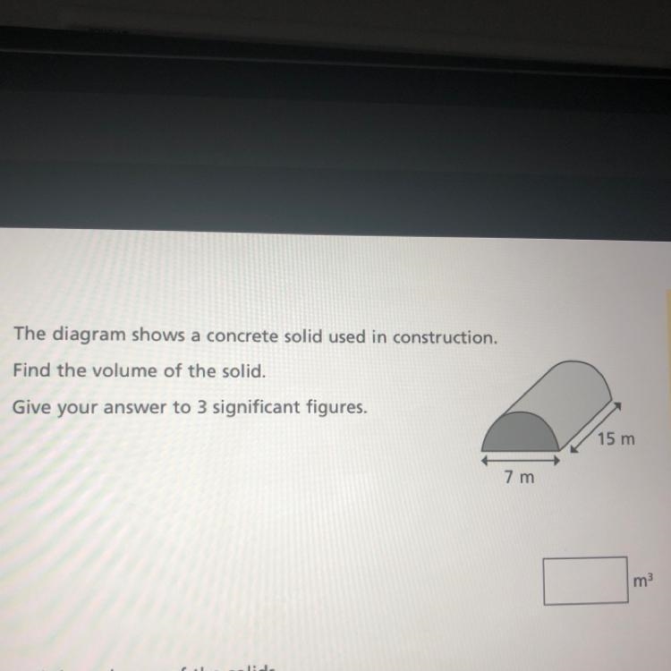 4 The diagram shows a concrete solid used in construction. Find the volume of the-example-1