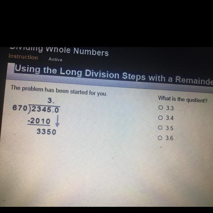 The problem has been started for you what is the quotient?-example-1