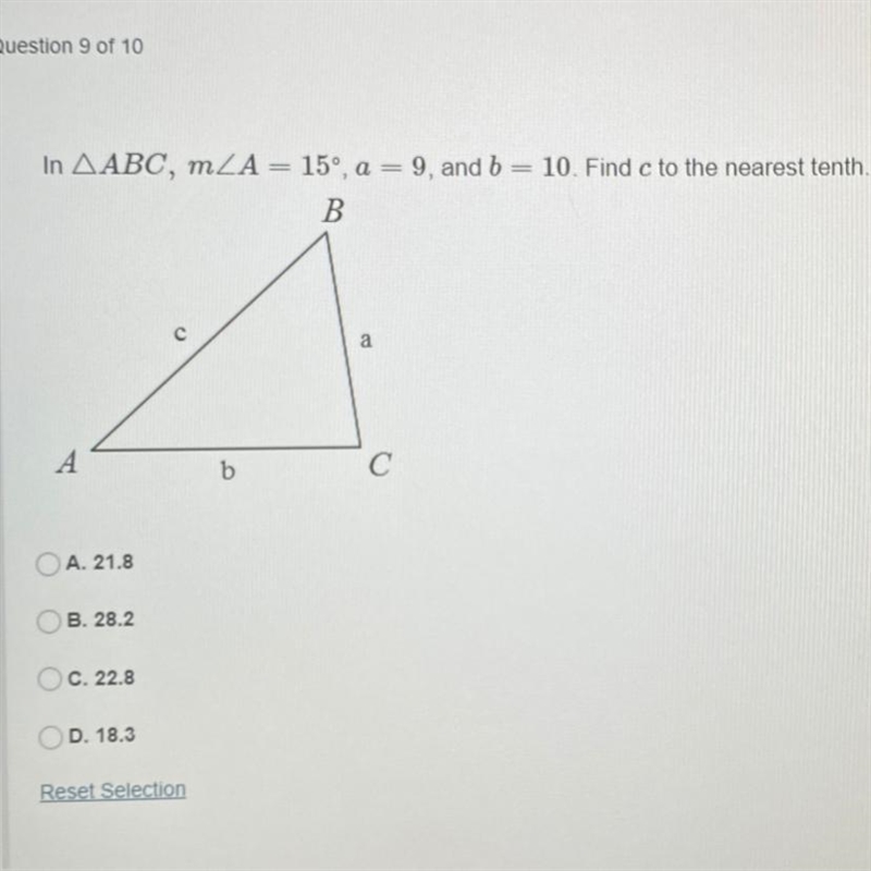 Find c to the nearest 10th. (laws of sines)-example-1