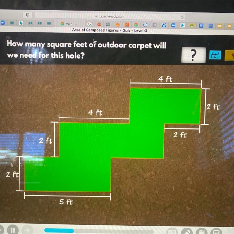 How many square feet of outdoor carpet will we need for this hole?-example-1