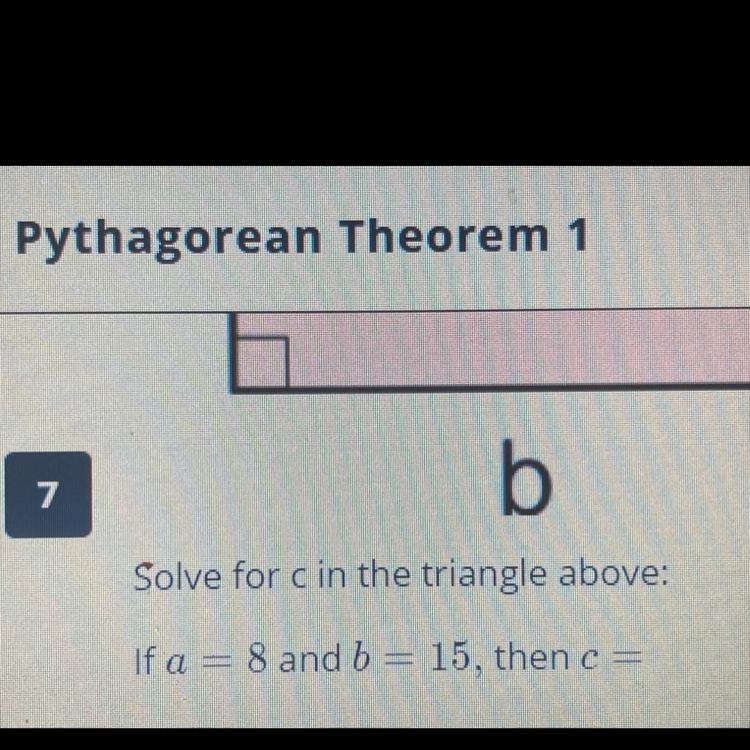 If a = 8 and b = 15, then c =-example-1