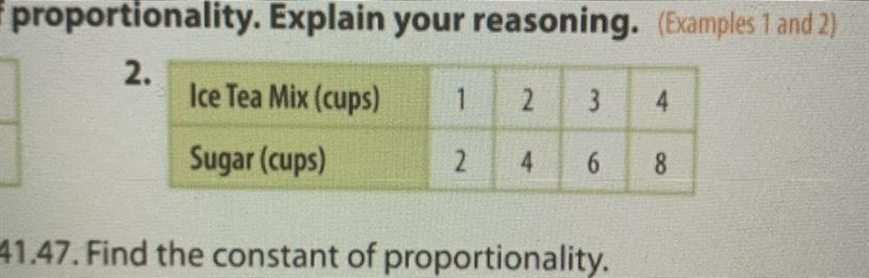 question: determine whether the set of numbers in each table is proportional. if the-example-1