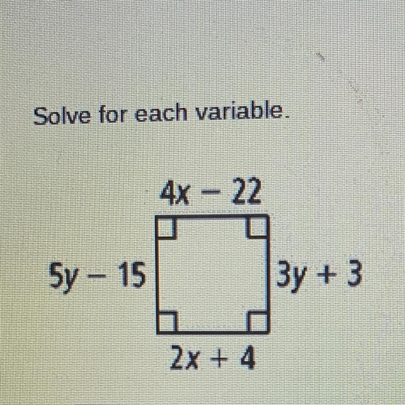 Solve for each variable.-example-1