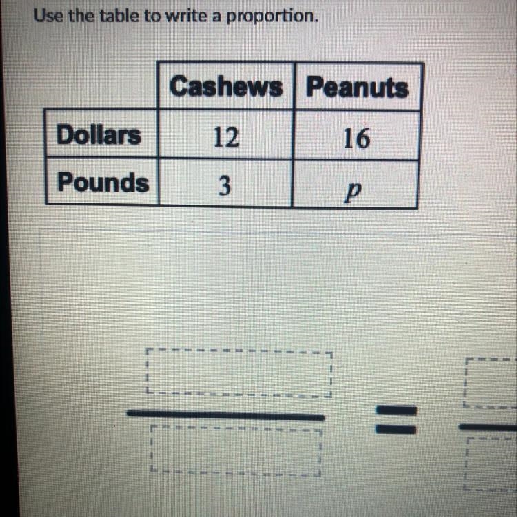 Use the table to write a proportion-example-1