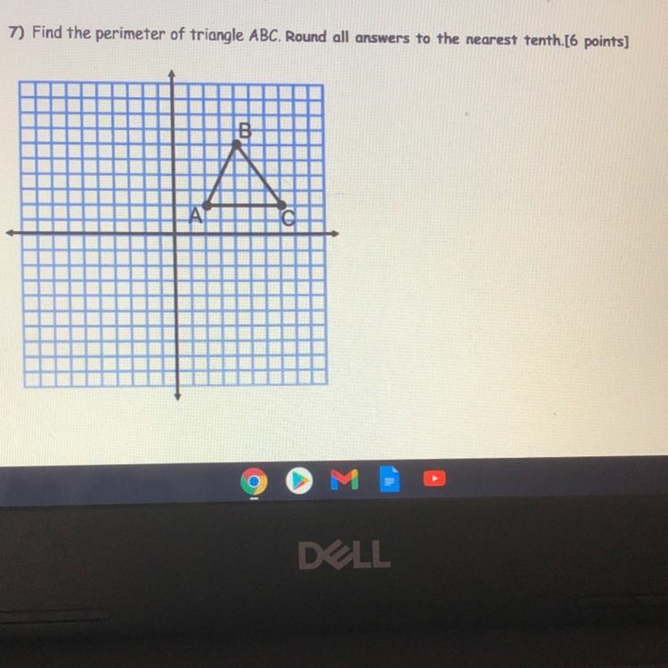 7) Find the perimeter of triangle ABC. Round all answers to the nearest tenth.[6 points-example-1