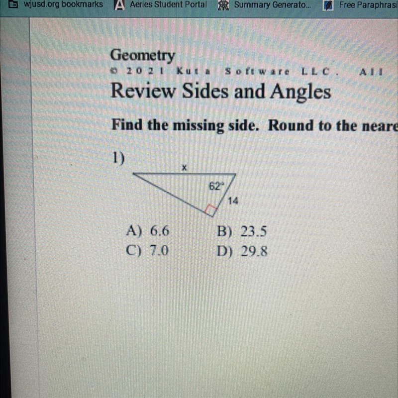 How do i do this find the missing side. round to the nearest tenth.-example-1