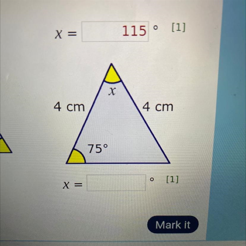 Can someone please tell me what angle x is-example-1