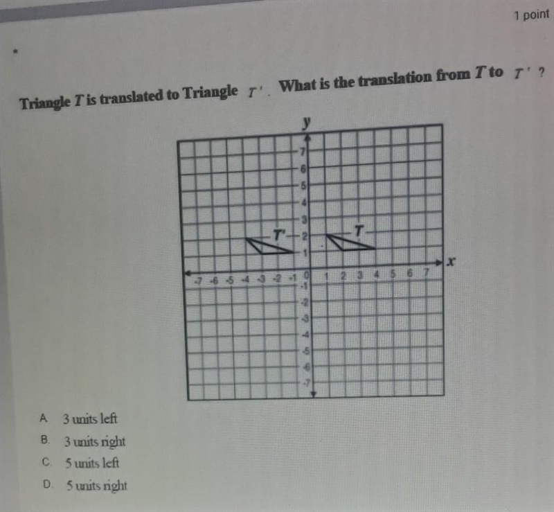 Triangle T is translated to Triangle T What is the translation from T to T'? у T T-example-1