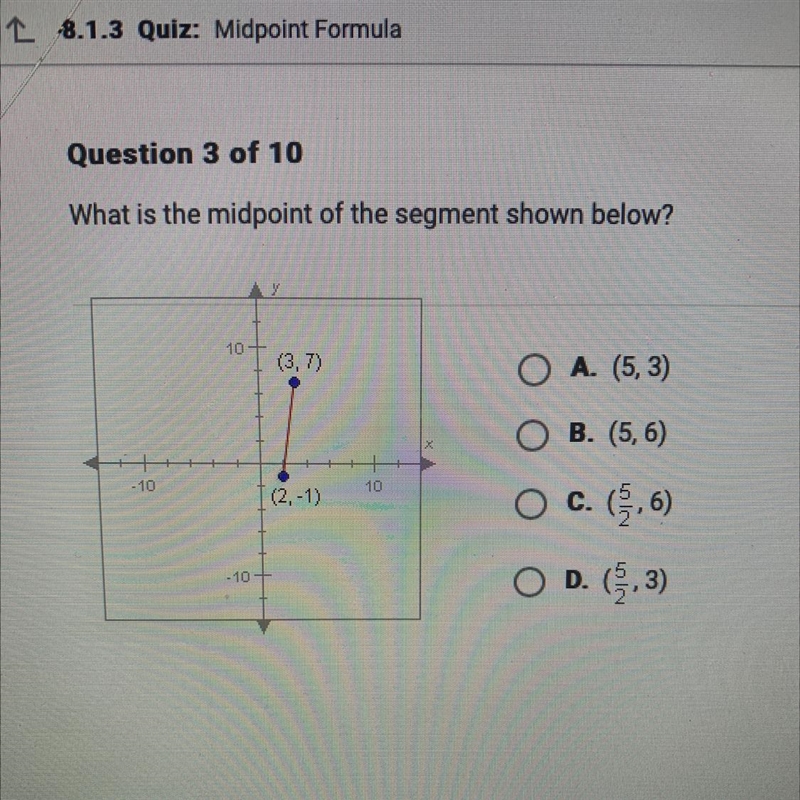 What is the midpoint of the segment shown below?-example-1