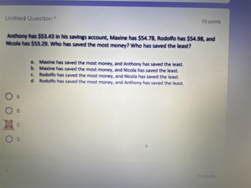 Anthony has $53.43 in his savings account, Maxine has $54.78, Rodolfo has $54.98, and-example-1