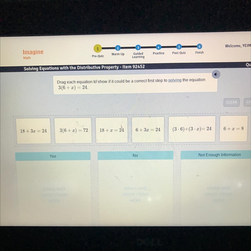 Drag each equation to show if it could be a correct first step to solving the equation-example-1