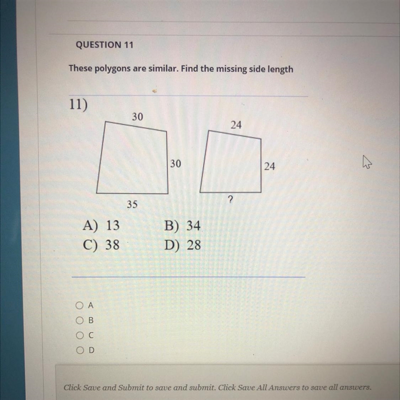 Find the missing side length.-example-1