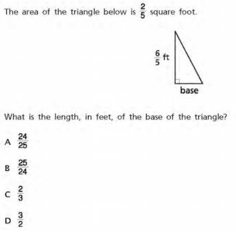 The area of the triangle below is 2/5 square foot. What is the length in feet of the-example-1