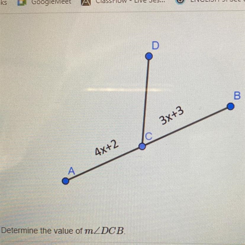 D الا 3x+3 4x+2 Determine the value of mZDCB.-example-1