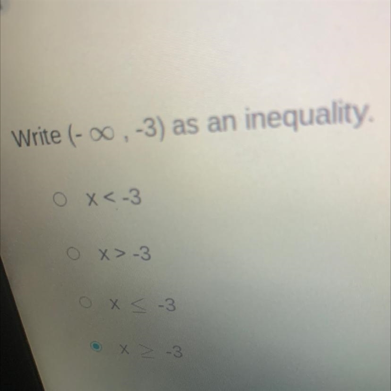 Write(-∞, -3) as an inequality.-example-1