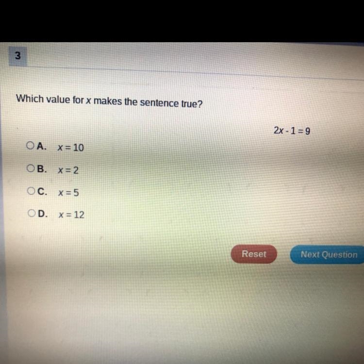 Which value for x makes this sentence true? ( 8th Grade math )-example-1