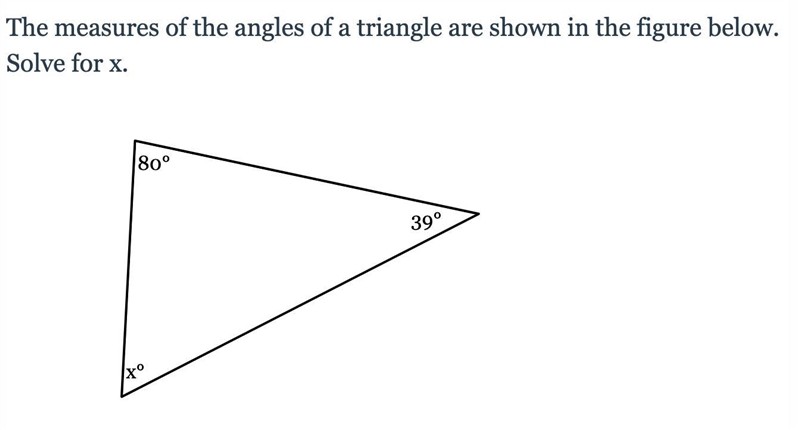 Help please!! The measures of the angles of a triangle are shown in the figure below-example-1