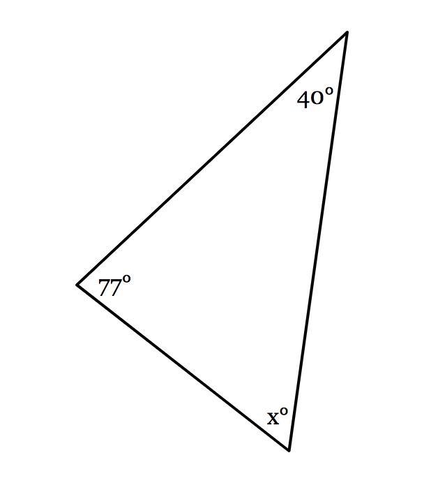 The measures of the angles of a triangle are shown in the figure below. Solve for-example-1