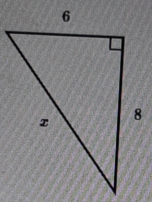 Find the value of x in the triangle shown below x=square root of 28 x=square root-example-1