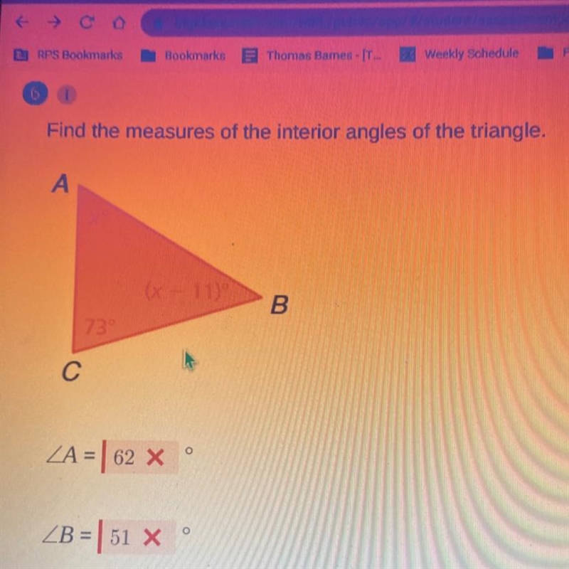 Find the measures of the interior angles of the triangle-example-1