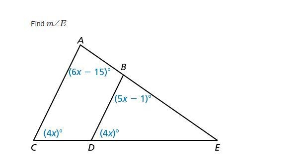 Find the measurement of angle E-example-1