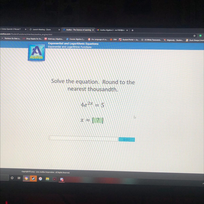 4e^2x=5 X approximately = ?-example-1