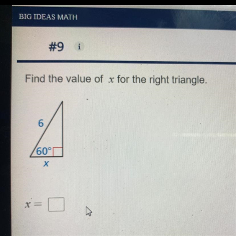 Find the value of x for the right triangle.-example-1