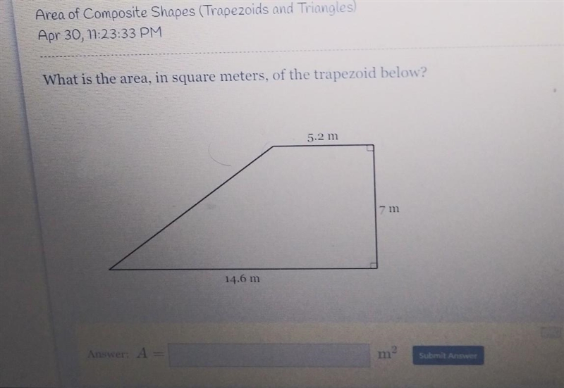 What is the area in square meters of the trapezoid below​-example-1