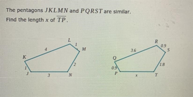 Find the length x of TP.-example-1