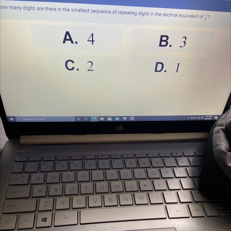 How many digits are there in the smallest sequence of repeating digits in the decimal-example-1