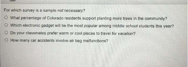 Identifying When to Use a Sample ch survey is a sample not necessary?-example-1