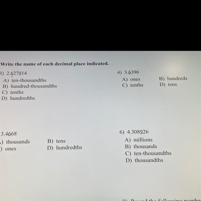 Write the name of each decimal place indicated-example-1