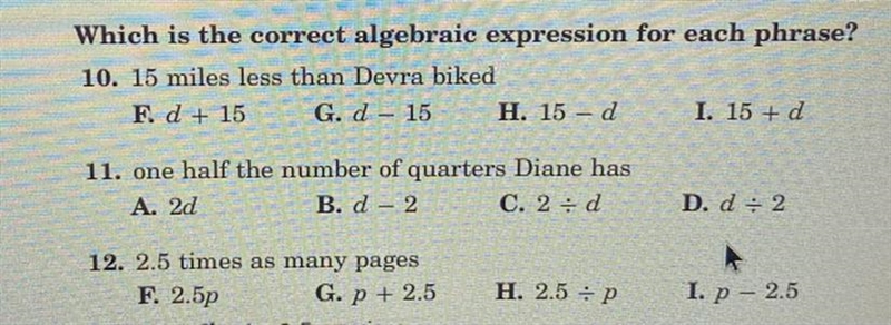 Which is the correct algebraic expression for each phrase? (Image) Please answer ASAP-example-1