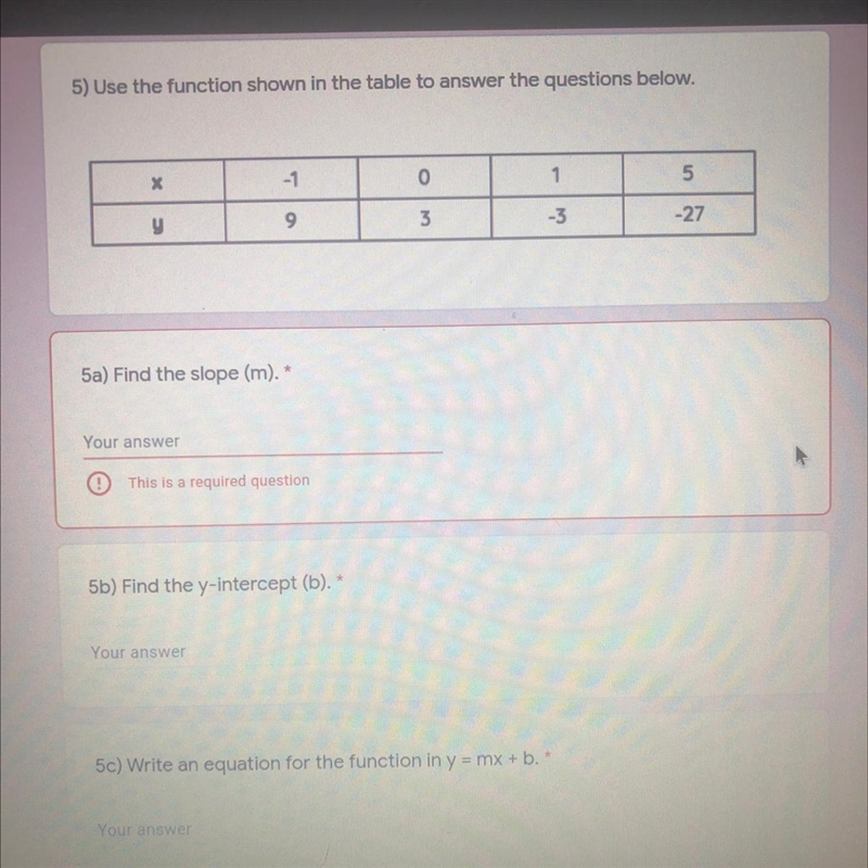 Use the function shown in the table to answer the questions below .-example-1