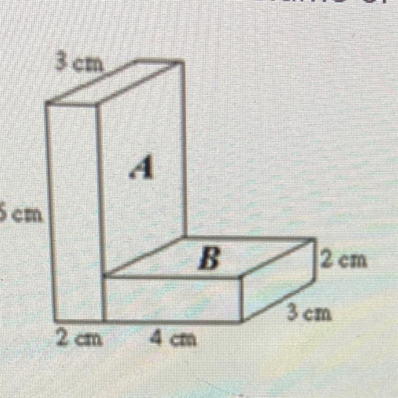 Determine the volume of the composite figure displayed. A 108 cm3 B 60 cm3 с 36 cm-example-1