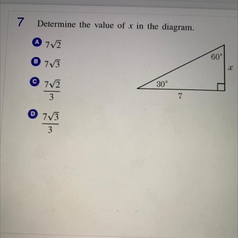 Determine the value of x in the diagram. Plz show your work.-example-1